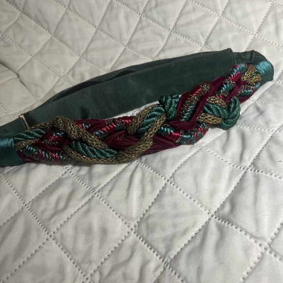 The Unbranded Brand Accessories - Vintage 80s Belt Womens Size 28-32" Braided Cord  Plum Gold Green
